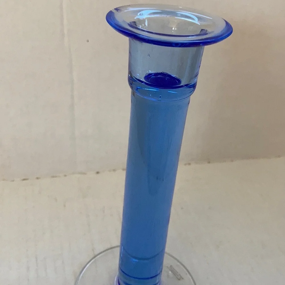 Bohemia Glass Czech blue candlestick
